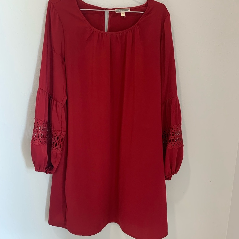Women’s Dleione Maroon Long Balloon Sleeve Dress. Size M‎